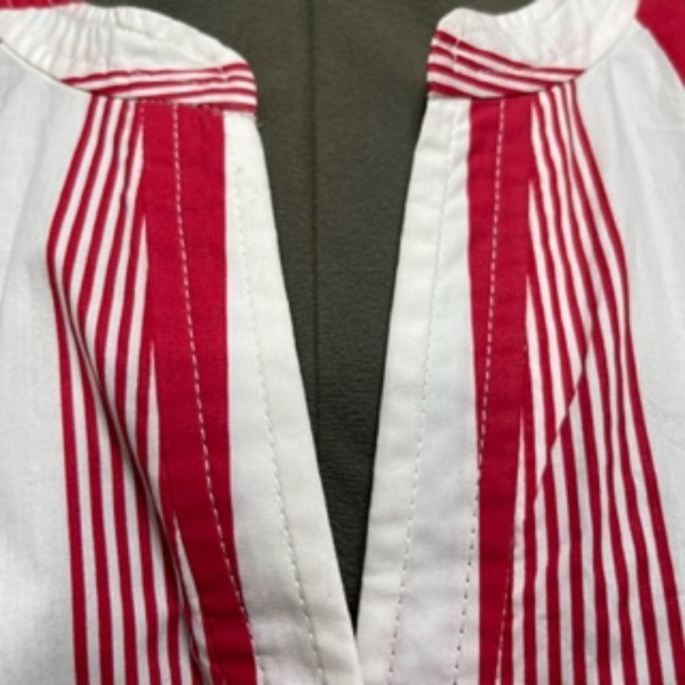 J. CREW Red And White Shirt Dress Tassel Hemline - Picture 7 of 16